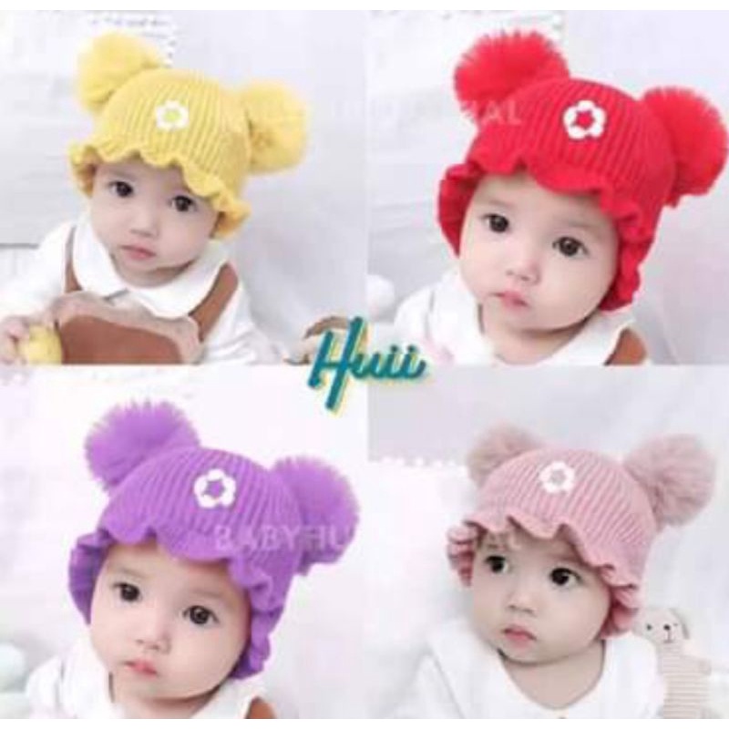 TP24-100% ALSI IMPORT Topi Rajut Kupluk Anak Bayi Perempuan