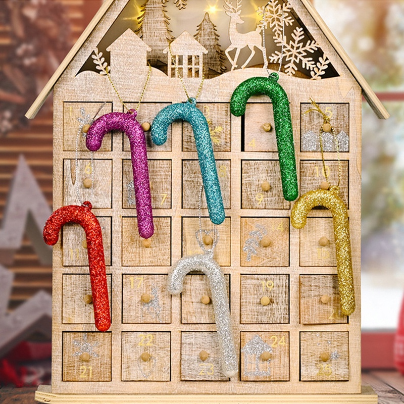 6pcs / Set Ornamen Gantung Pohon Natal Bentuk Tongkat Permen Warna-Warni Bahan PVC Untuk Dekorasi Rumah