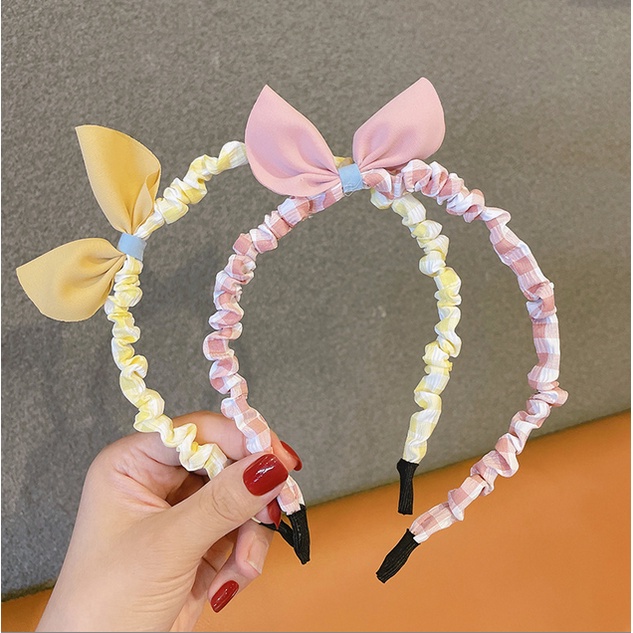 Bando Scrunchie Korea Perempuan Dewasa Pita Motif Kotak Aksesoris Rambut Bandana kualitas terbaik AK208