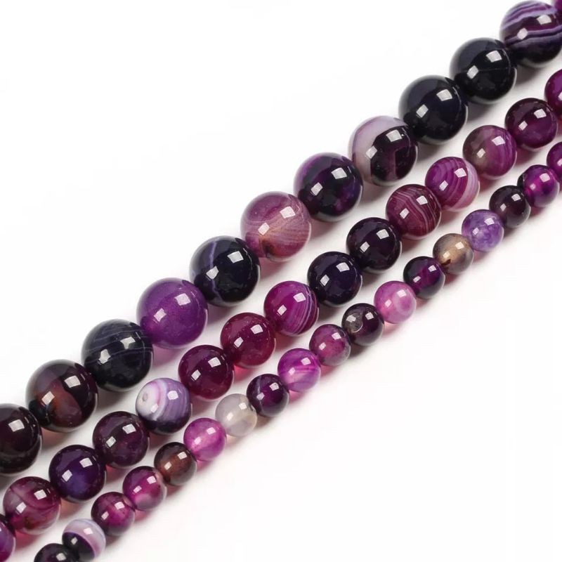 Bahan Gelang Batu Agate Ungu Stripe Amethyst Bahan Kerajinan DIY