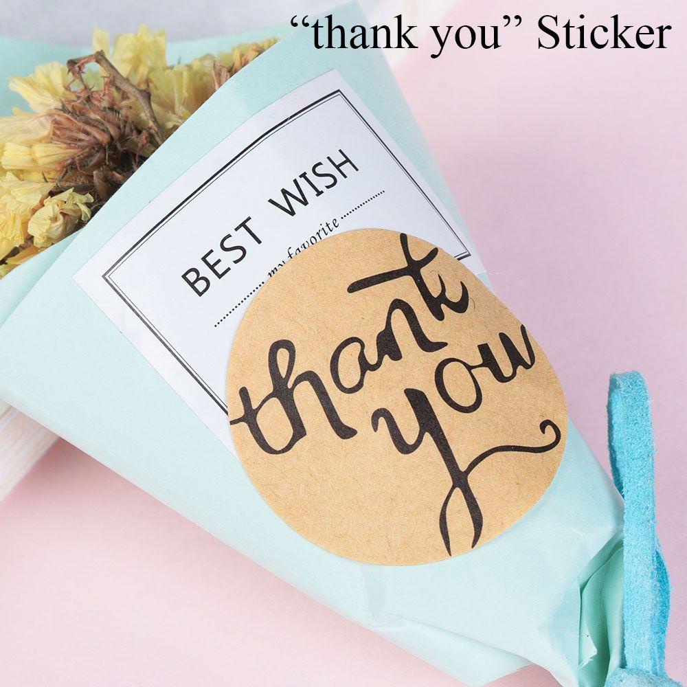 Wonder 12pcs/lembar 3.5cm &quot;Thank You&quot; Label Stiker Handmade Kreatif Undangan Pernikahan Perekat Diri