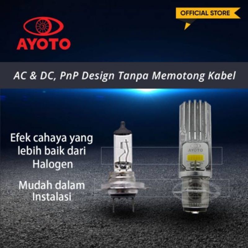 Lampu LED depan motor AYOTO M2A H6 AC&amp;DC motor matic bebek