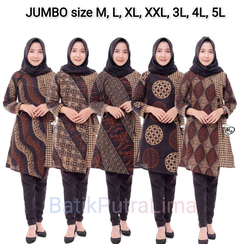 JUMBO Batik Tunik SOGAN TULIS wanita Kenongo ASLI Pekalongan