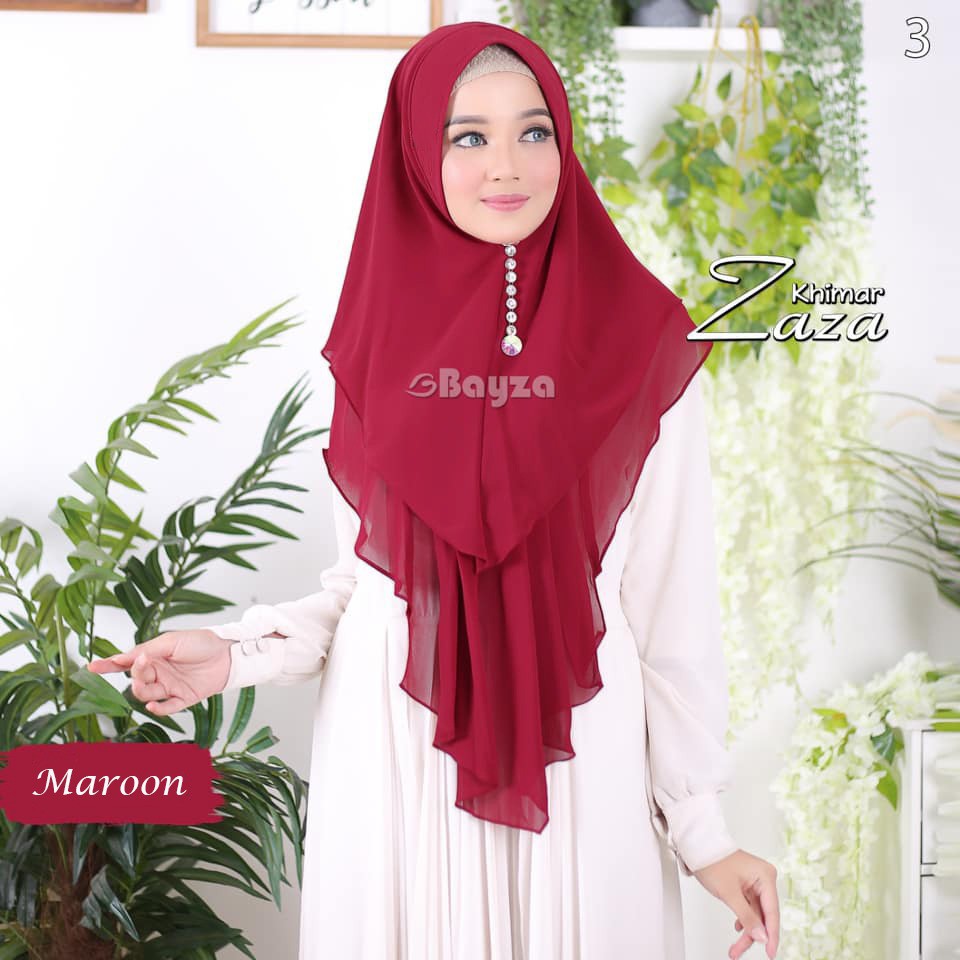  Jilbab  Hijab Instan Khimar Zaza Syari 2 Layer Jumbo 