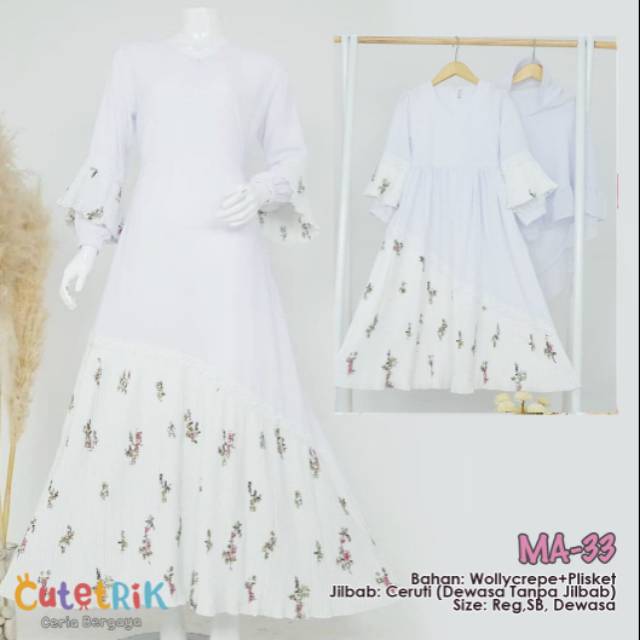 Gamis couple ibu anak warna putih