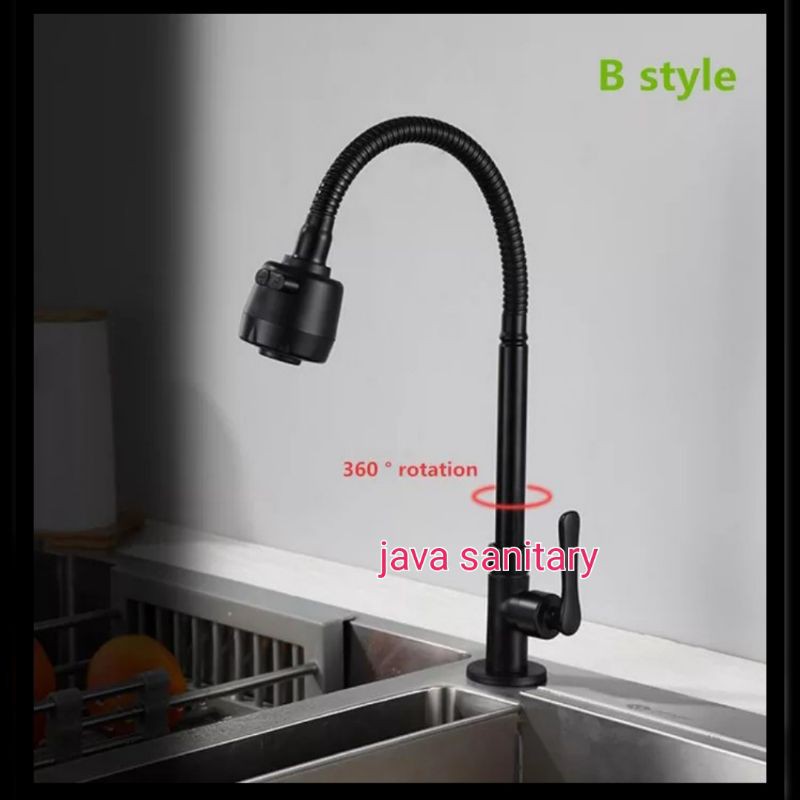 Kran Sink Fleksibel Angsa Meja Hitam