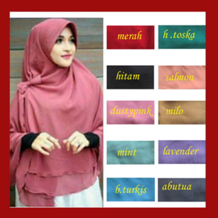 Daily Khimar Jilbab Hijab Kerudung Instan Bergo Jumbo Syari 80 x 110 Pet Antem Simple Penguin wolfis