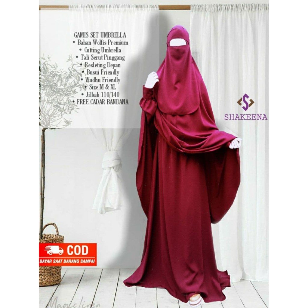 Gamis set syari free cadar bandana