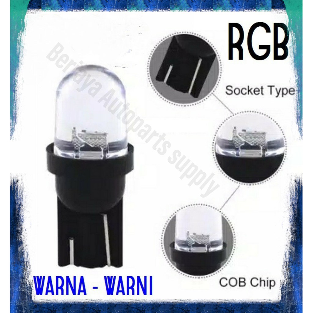 [1SET] Lampu Led T10 12v  Rgb Pelangi 7 Warna Warni Senja Kota Mobil Motor