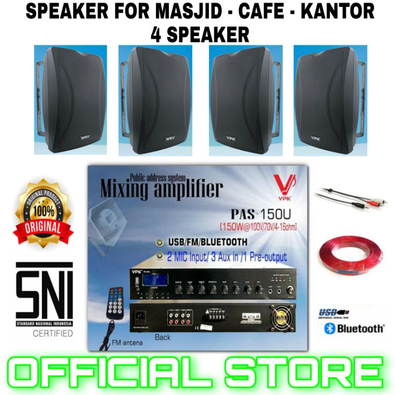 paket speaker masjid cafe restoran kantor live music original vpk 4 pcs speaker 5 inch speaker wall mount speaker outdoor