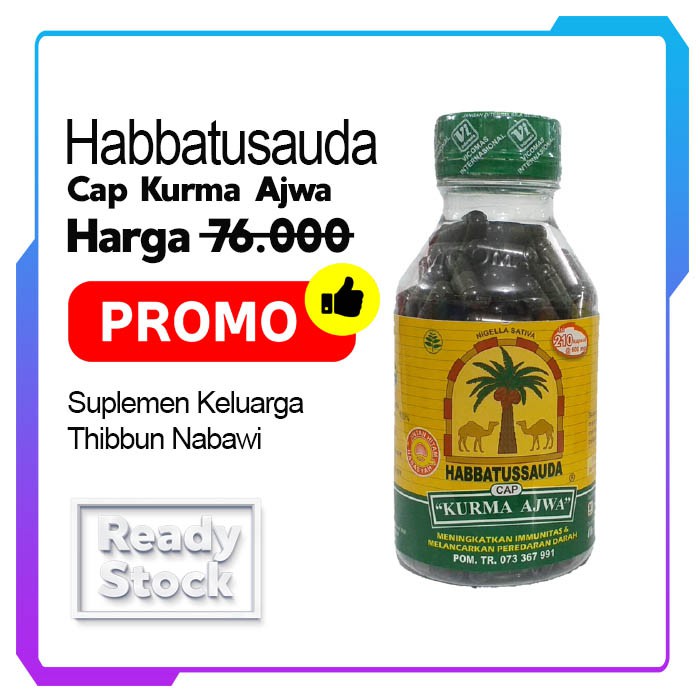 Habbatussauda Cap Kurma Ajwa isi 210 Kapsul - Habatusauda 210 - Habbatussauda Bubuk - Suplemen
