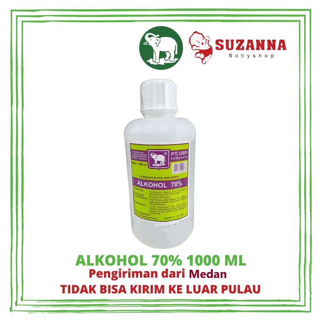 Usfi Alkohol 70% Cap Gajah || 1000 ml