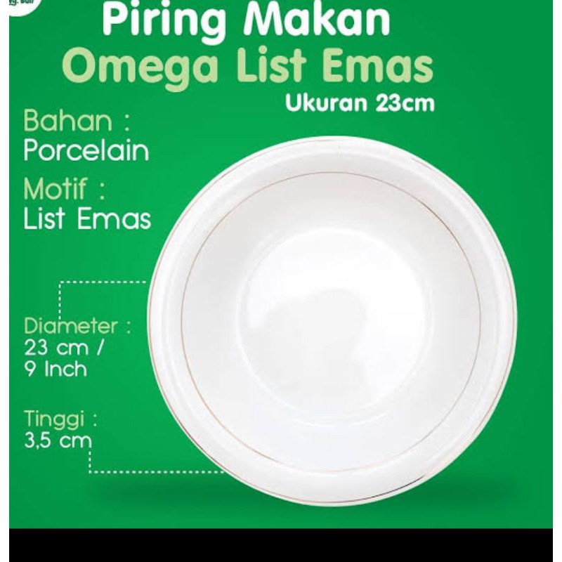 piring makan list emas omega cekung bibir  9inch