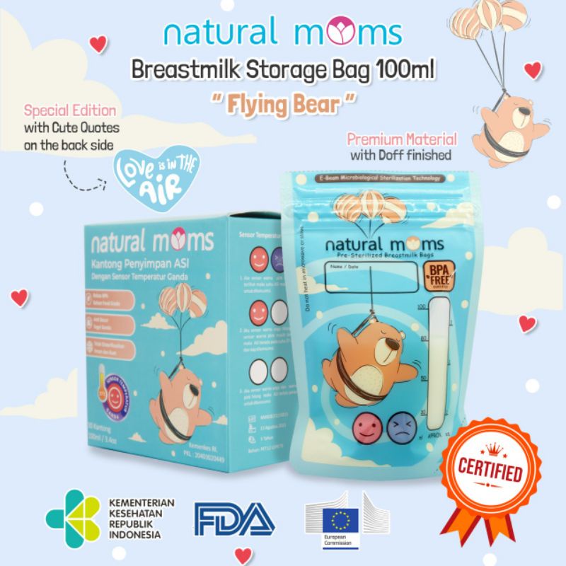 Natural Moms Breastmilk Storage Bag Kantong ASI 100 ml &amp; 200 ml Isi 30