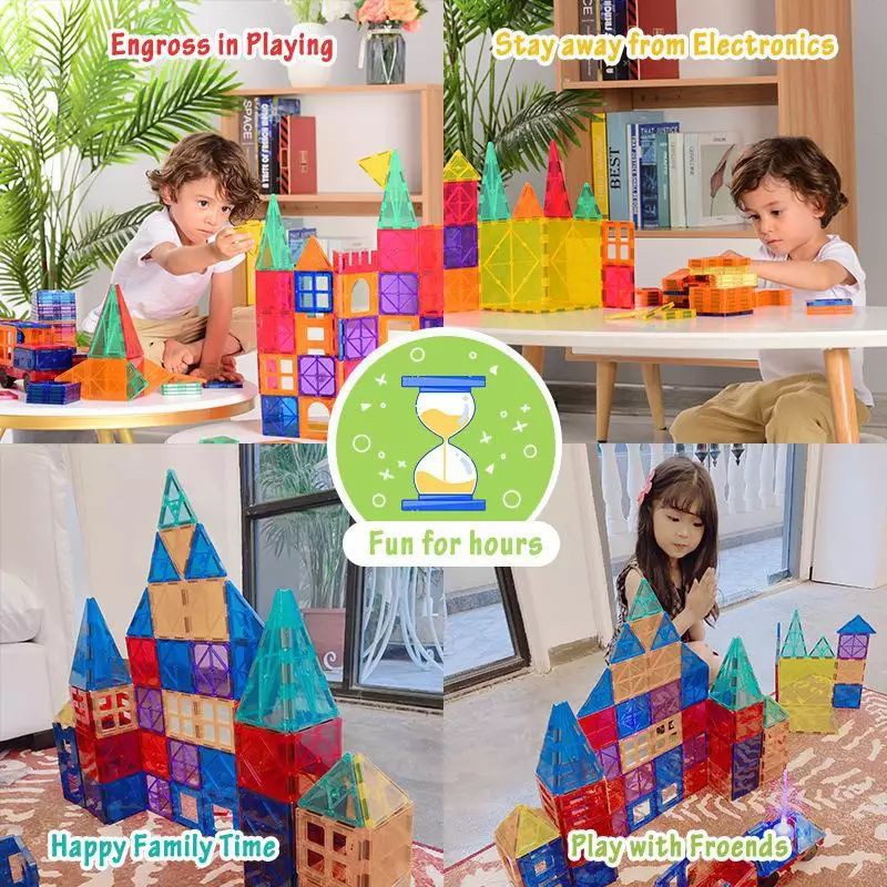 Magnetic Tiles 120 Set 3D Building Block Mainan Magnet Magna Tiles Mainan Montessori Anak Puzzle