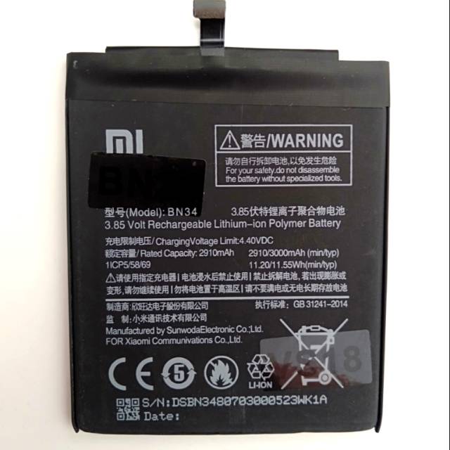 BATERAI TANAM XIAOMI BN34/REDMI 5A