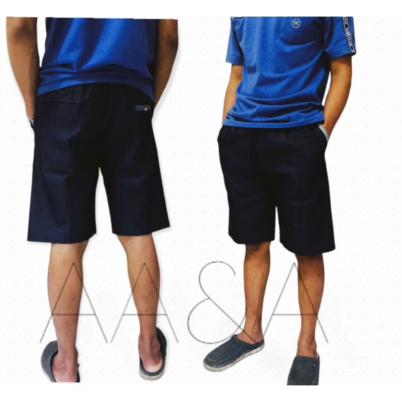 CELANA PENDEK PRIA JEANS KOLOR RIP PINGGANG KARET/CELANA JEANS PENDEK RIP PINGGANG KARET