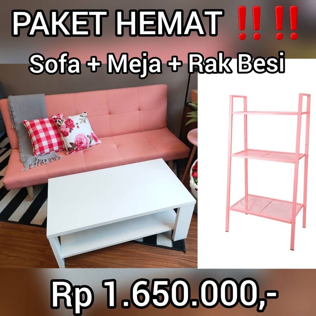 PAKET SOFABED+MEJA+RAK ATRIA