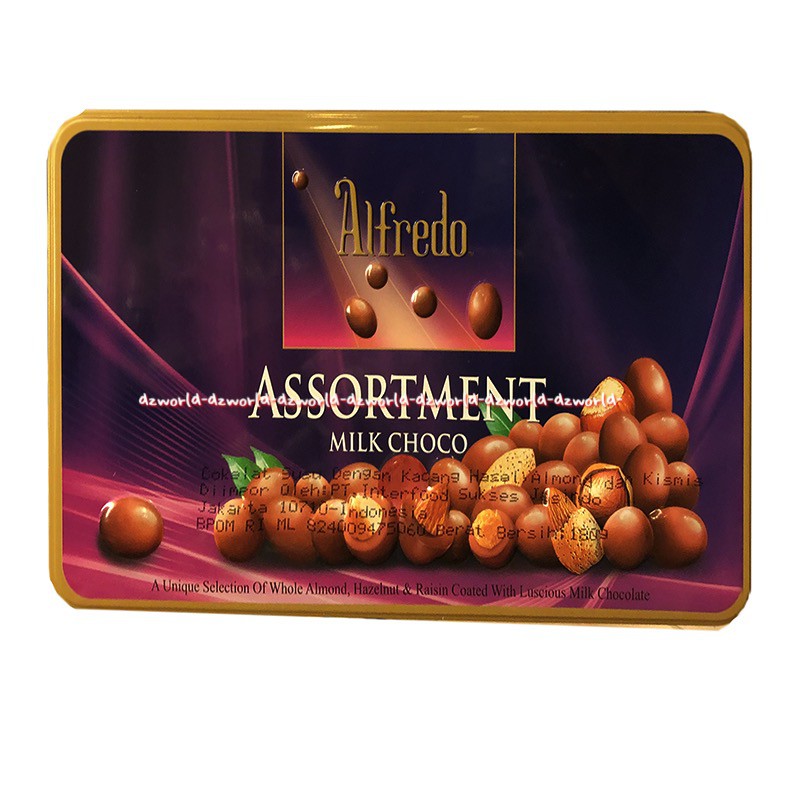 Alfredo Assortment Milk Choco Box 180gr Whole Roasted Cokelat Bulat Al Fredo Alfreddo Coklat Kemasan Kaleng