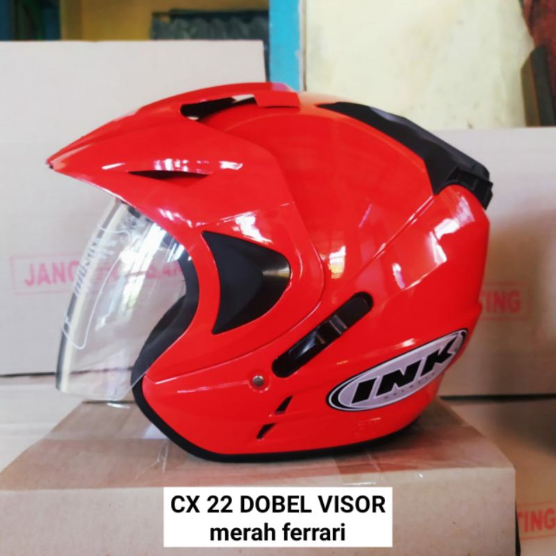 HELM INK  DOBLE VISOR KUALITAS TERBAIK DARI YG LAIN ORIGINAL FNK TERMURAH-Jp8 Merah ferari
