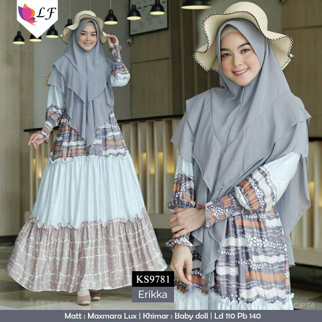 Erika syari by LF gamis set maxmara Lux HQ ld 110 PB 140 fit XL