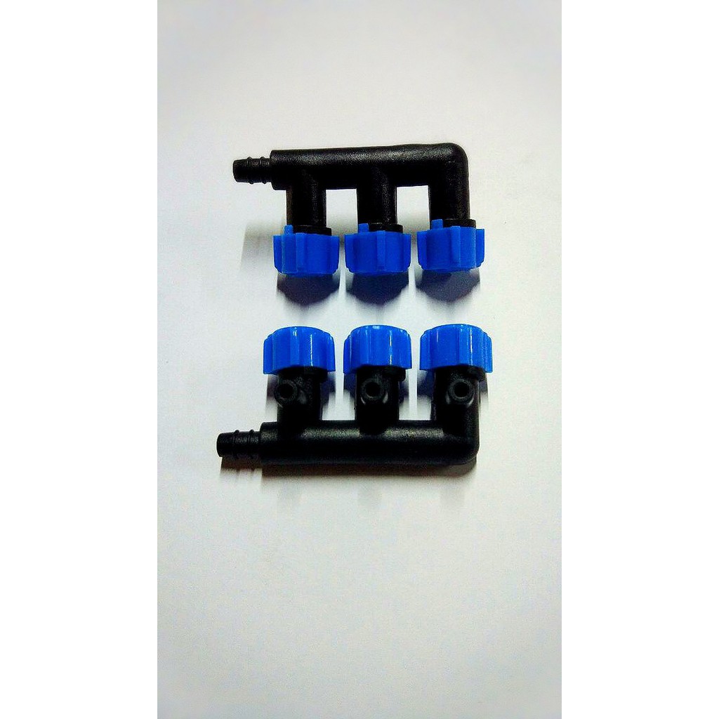 aquarium Kran pengatur mesin pompa udara 3 way multi biru hitam