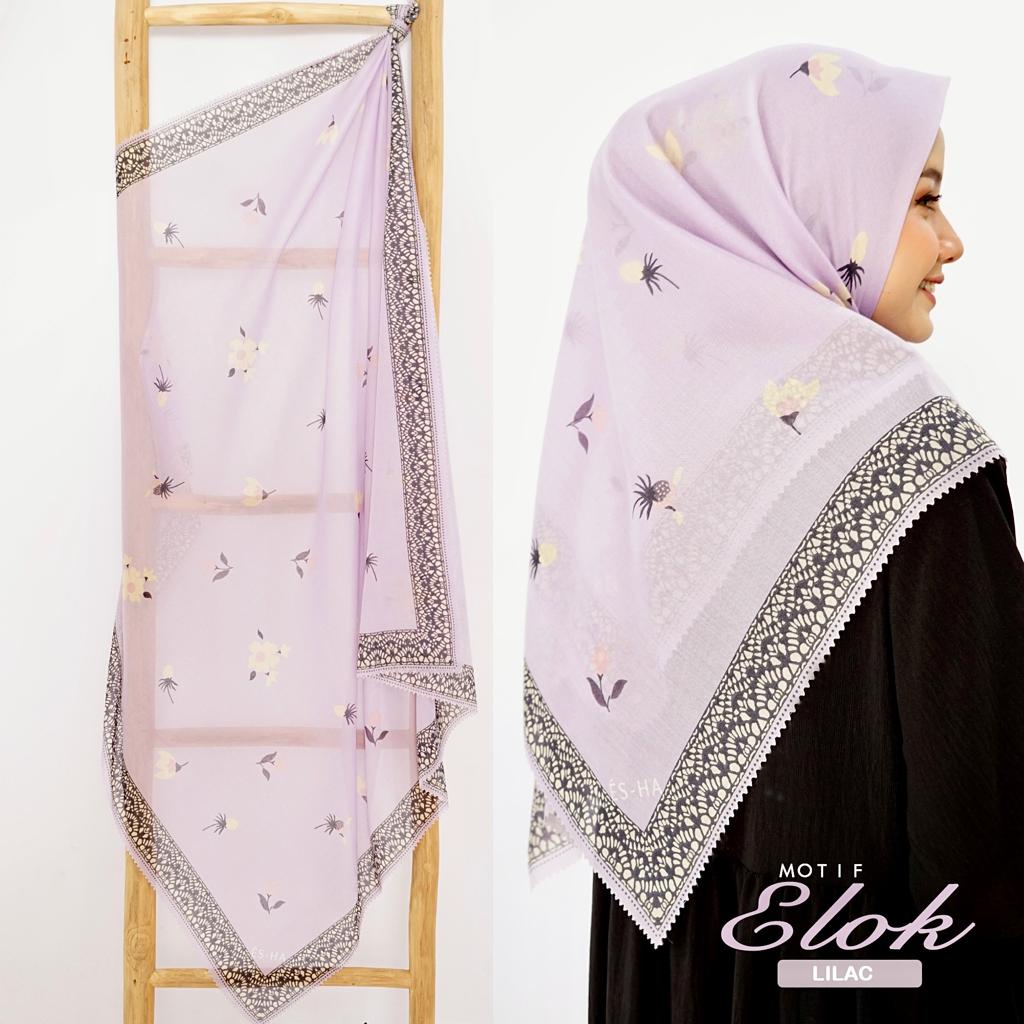 Hijab Denay KW Motif Elok Lilac Premium Laser Cut / Deenay KW Voal Premium Termurah