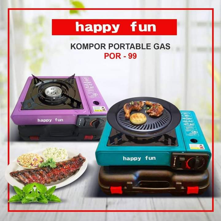 KOMPOR GAS PORTABLE HAPPY FUN / KOMPOR PORTABLE HAPPY FUN / KOMPOR GAS PORTABLE SATU TUNGKU HAPPY FUN SIMPLE