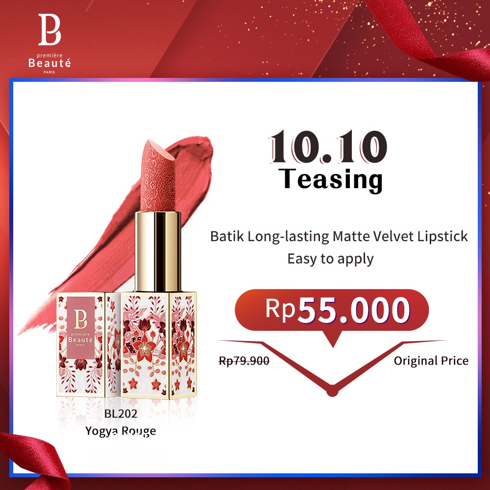 

Premiere Beaute Batik Long-lasting Matte Velvet Lipstick 6 Warna Lipstik Tahan Lama Intense