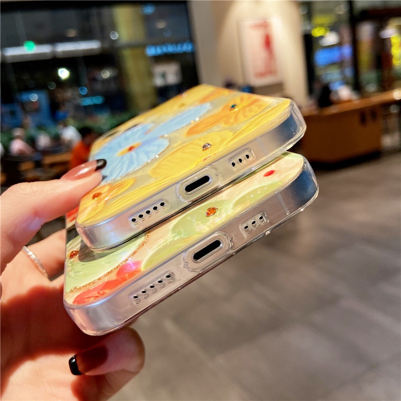 Soft Case Tpu Motif Lukisan Bunga Untuk Iphone 13 Pro Max 12 11 Pro Max X Xs Max Xr 7 8 Plus