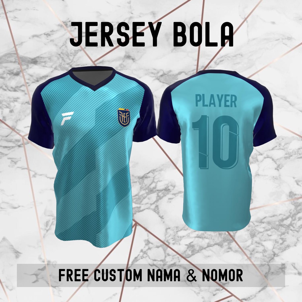 Jersey Ekuador Timnas Negara Bola Baju Kaos Custom Nama dan Nomor Punggung - 65