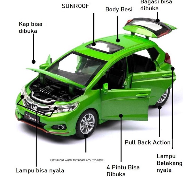 1:32 Honda Jazz Fit Miniatur Diecast Mobil Mainan Anak Metal Besi Pull