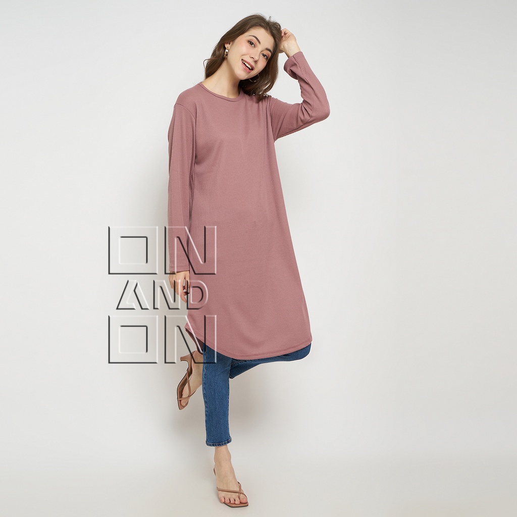 TUNIK  WANITA PANJANG| ATASAN TUNIK WANITA WAFLE | FASHION MUSLIM