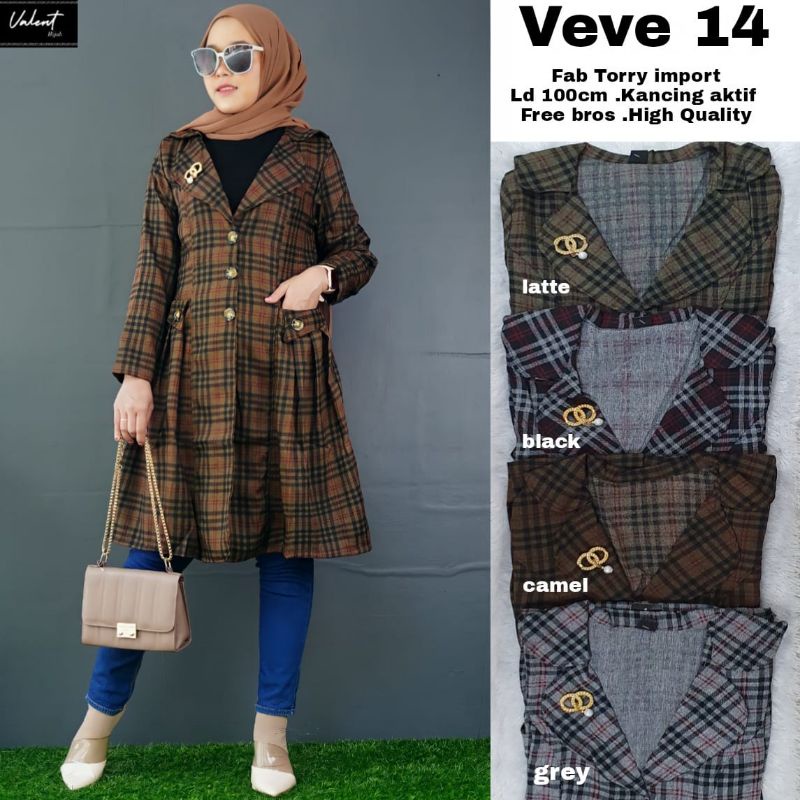 Veve #14Tunik Terbaru Tunik motif kotak kotak Tunik Dewasa Tunik Murah TunikTory import Tunik kancin