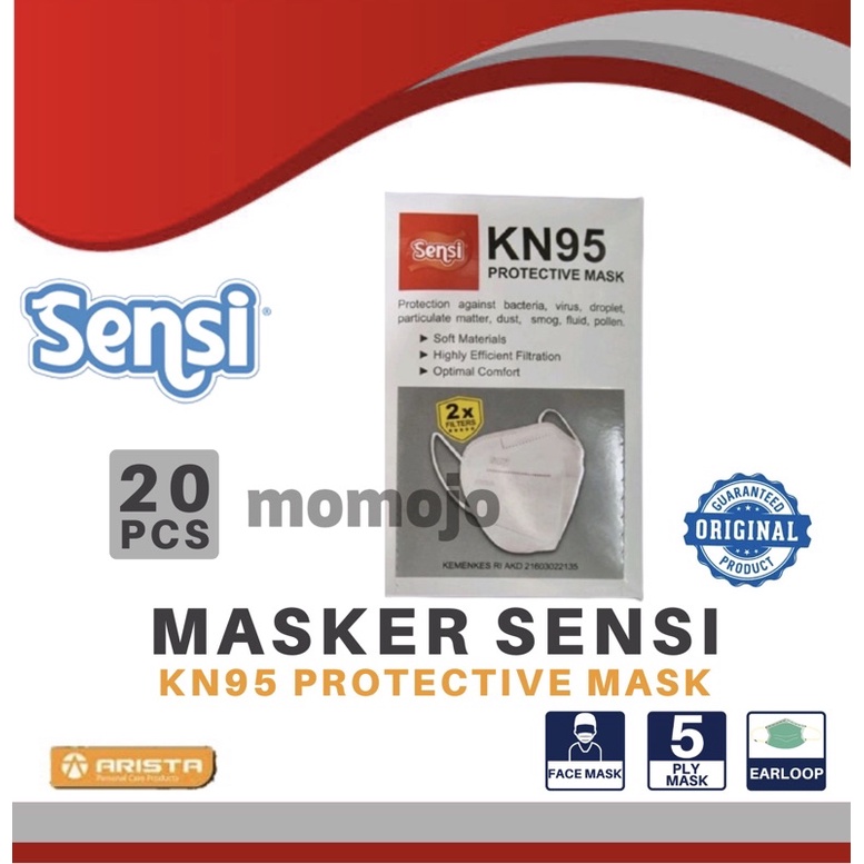 MASKER SENSI KN 95 KN95 5 PLY DOUBLE FILTER PROTECTIVE MASK