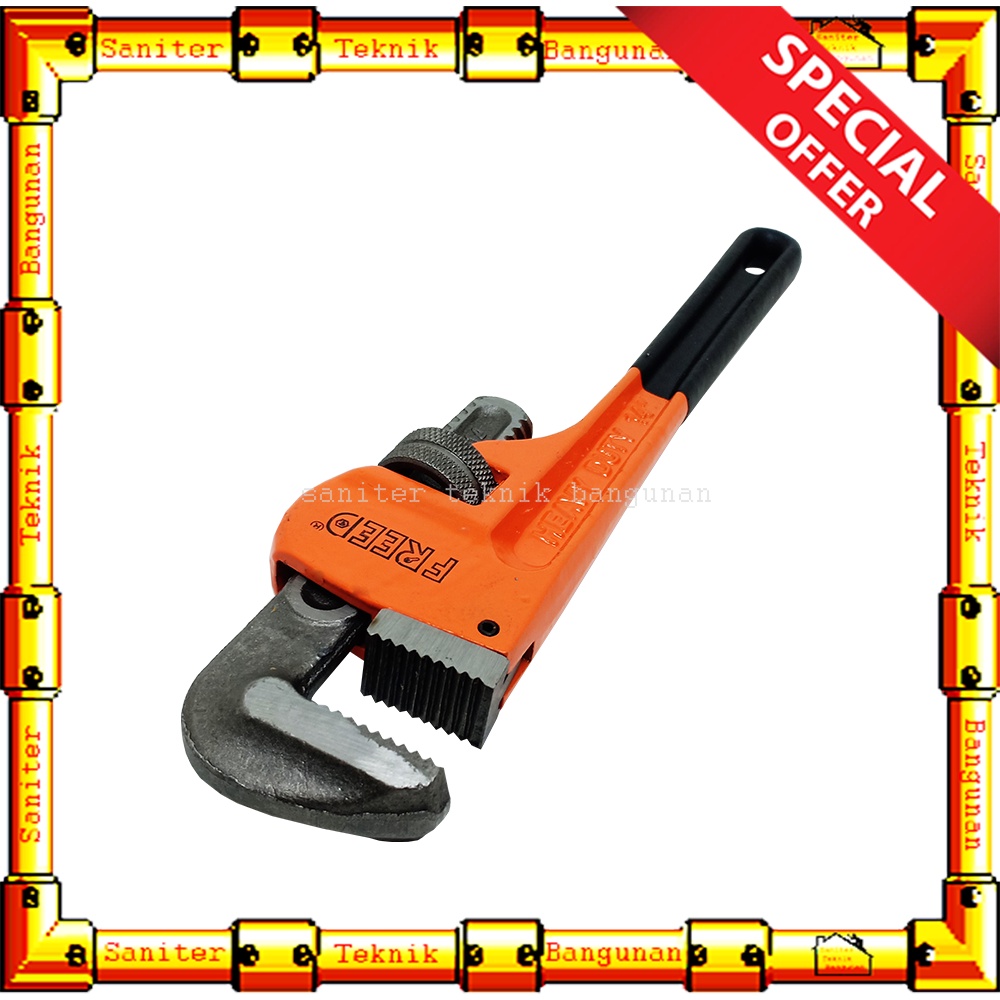 Kunci Pipa Gagang Lapis Karet Ukuran 10&quot; 12&quot; 14&quot; Heavy Duty Pipe Wrench Freed
