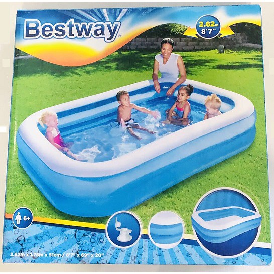 Bestway 54006 Kolam Renang Anak dan Keluarga Ukuran Besar 262 x 175 x 51 cm - Biru