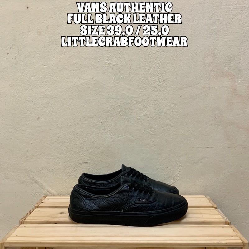 VANS AUTHENTIC FULL BLACK LEATHER SIZE 39 SECOND ORIGINAL