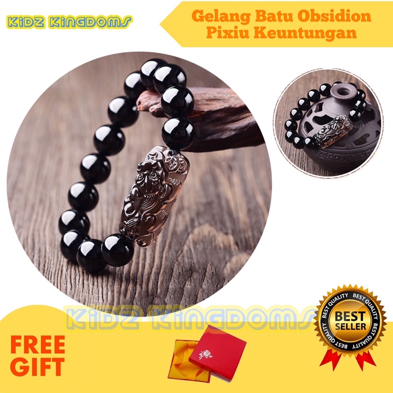 Gelang Pixiu Obsidian Stone Fengshui Keberuntungan Kesehatan - Gelang Pixiu Hoki Obsidian Stone