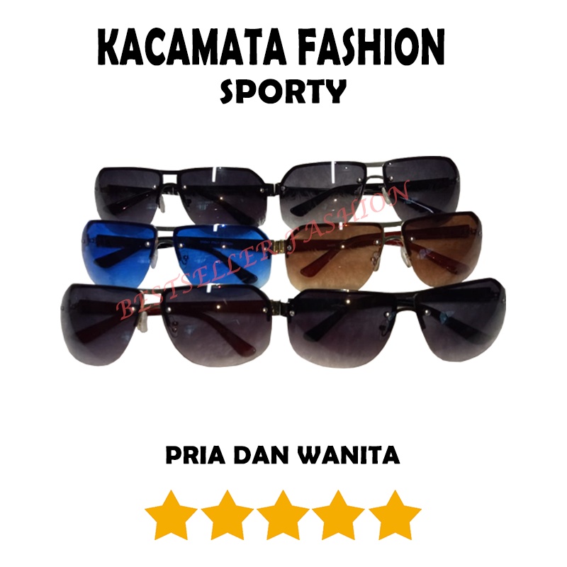 Kacamata Hitam Fashion Stylish Unisex Pria Wanita Anti Silau UV Protection Kacamata Gaya Sporty Outdoor