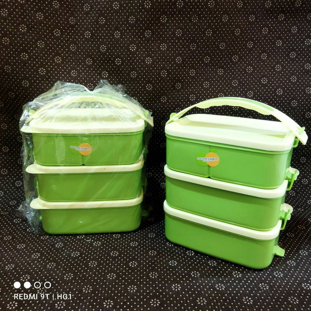 Rantang Golden Sunkist/Rantang Piknik Susun 3 RPS-9022 Golden Sunkist