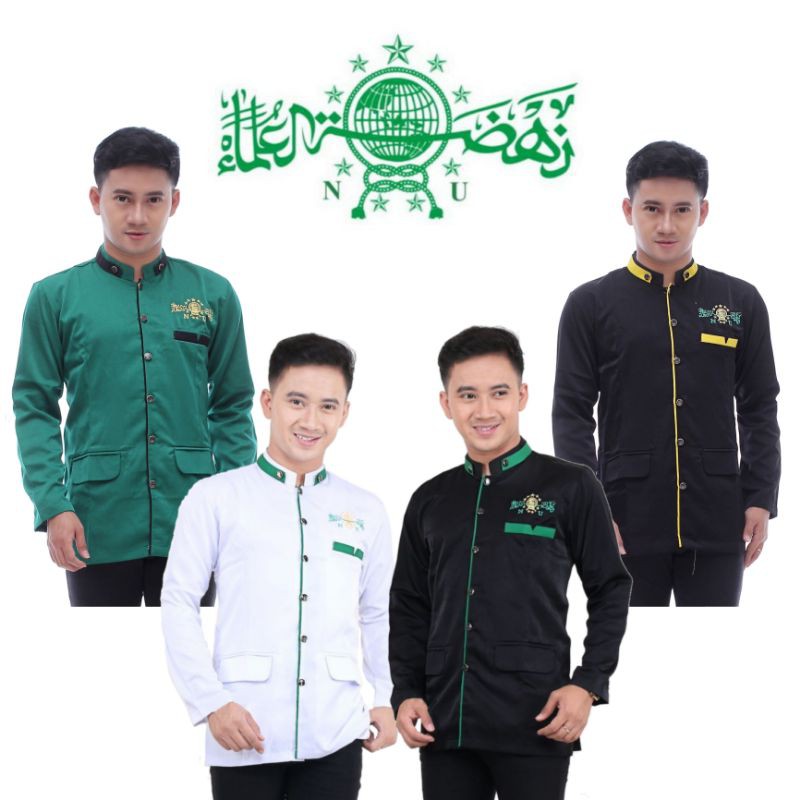 Jasko polos bordir NU S M L XL XXL | jasko bordir NU | jasko NU putih hitam hijau