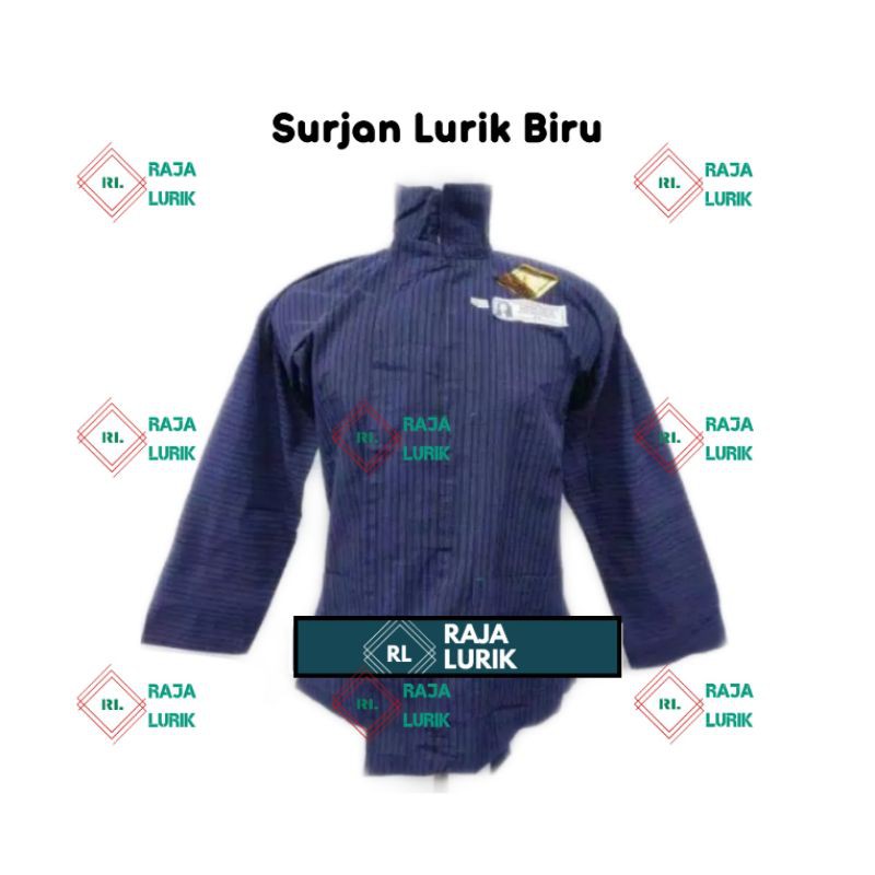 Baju Surjan Lurik Biru Dewasa / Surjan Lurik Salur Kecil / Surjan Lurik Dewasa Adat Jawa