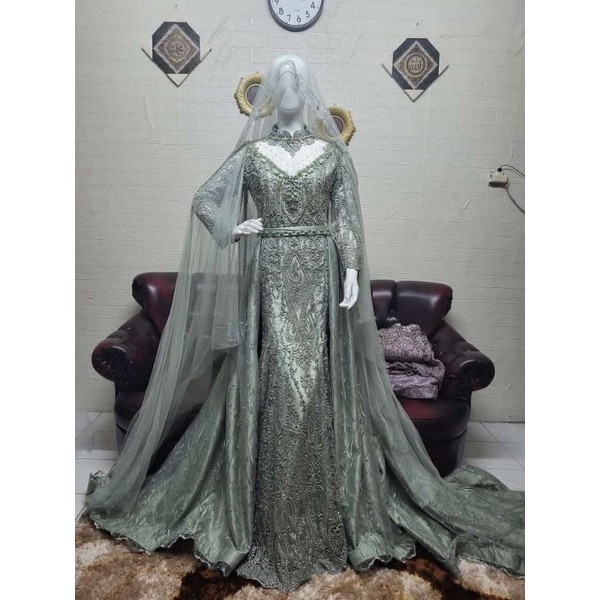 Gaun Pengantin Slim Duyung Sage,Magenta,Lilac,Taro,Wardah