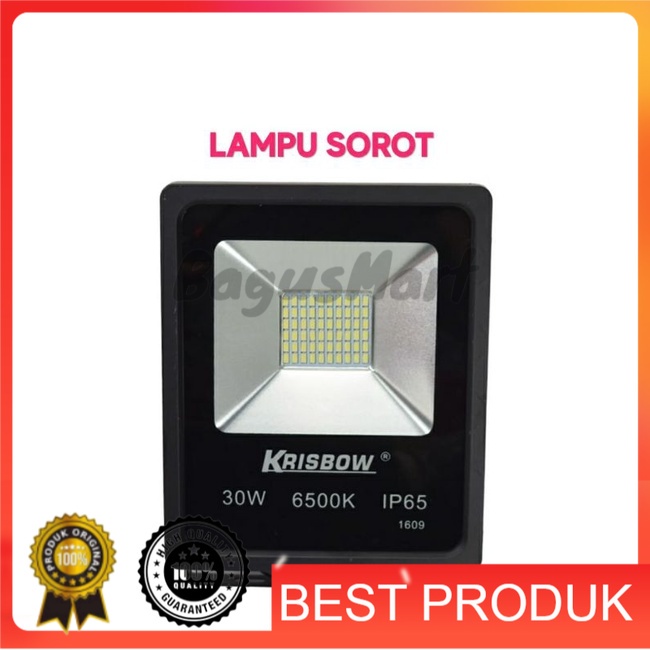 Krisbow Lampu Sorot Led Outdoor 30watt 6500k - Cool Daylight(putih)/lampu outdoor/lampu taman/lampu 