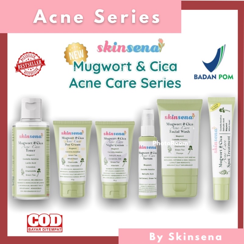 [ MITRA RESMI ] ACNE SERIES TONER / SERUM / DAY NIGHT CREAM / FACIAL WASH SKINSENA BPOM Glowing PAKET SKINCARE pemula