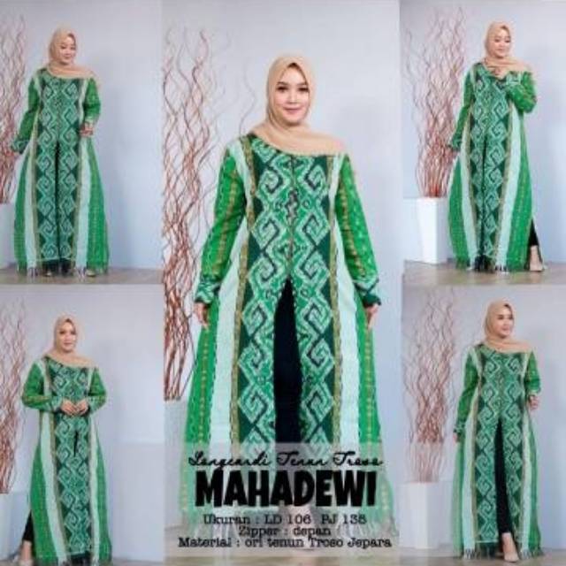 Long coat tenun songket troso