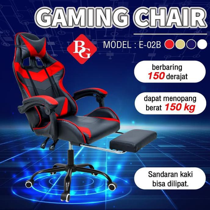 Bg Sport Gaming Chair E-02B ( Red ) - Kursi Gaming