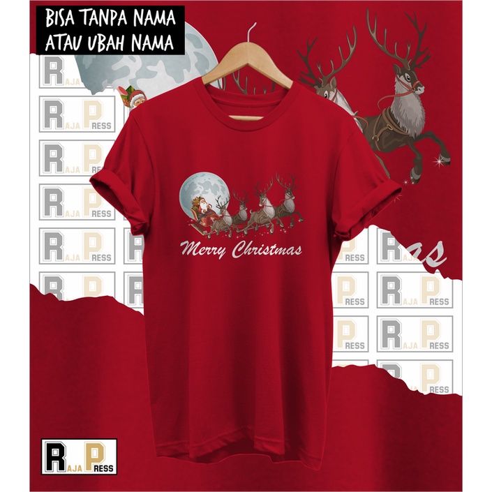 KAOS NATAL BAJU NATAL SANTA BULAN MERRY CHRISTMAS KATUN COMBED 30S