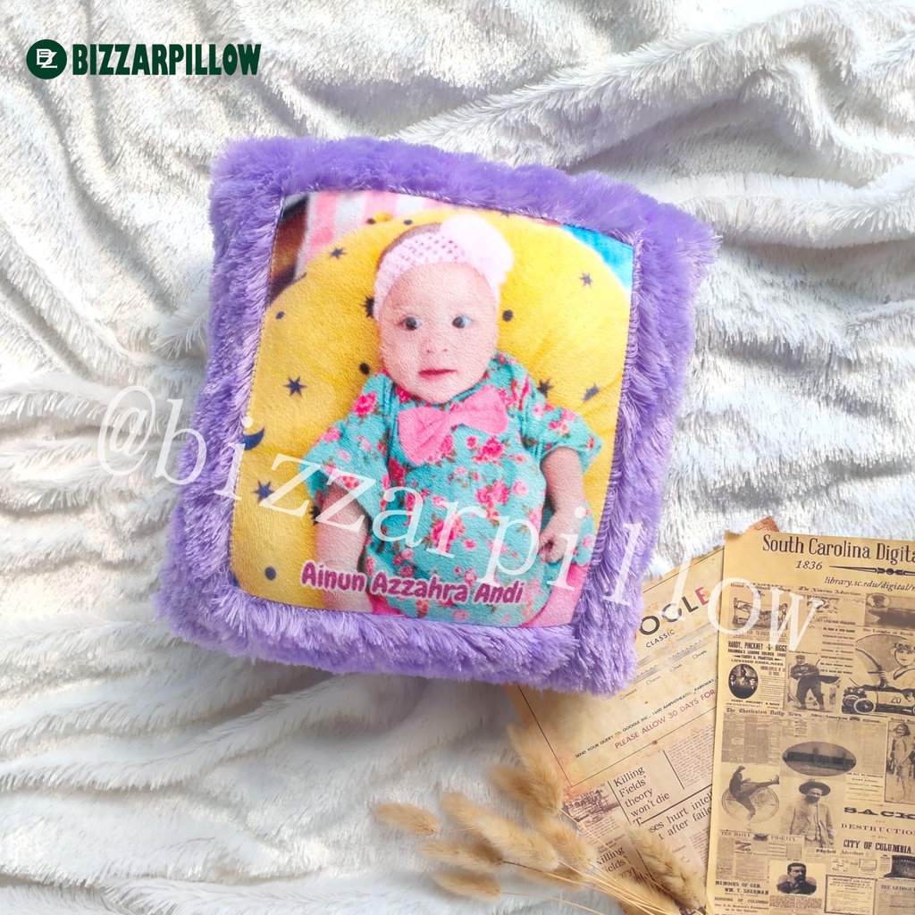 Bizzarpillow  Bantal Foto Custom Bulu Rasfur 30x30 cm BZ013